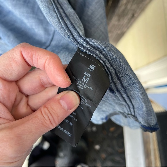 G-Star Raw Men’s Attacc Blue Cotton Plaid Long Sleeve Button Down Shirt Sz M - Picture 10 of 15